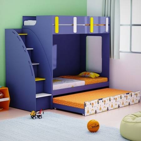 Pinwheels Trundle Bunk Bed In Blue Colour