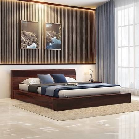 Duetto Solid Wood Queen Size Bed In Two Tone Finish