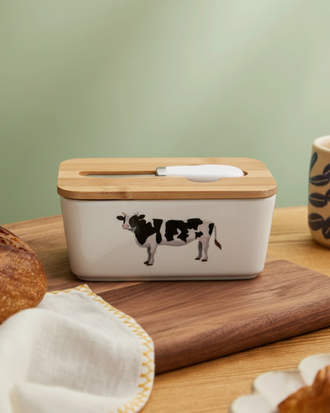 Farmhouse Cow Ceramic Butter Dish
