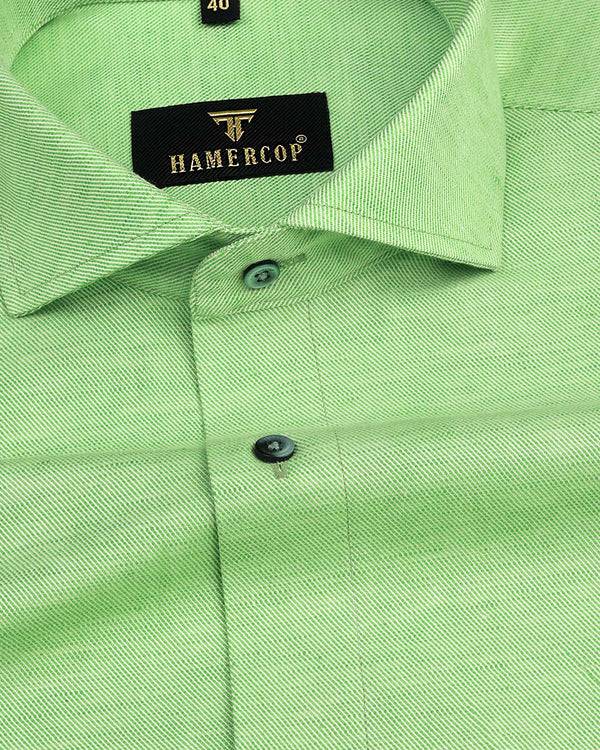 Spring Green Dobby Heavy Solid Cotton Shirt