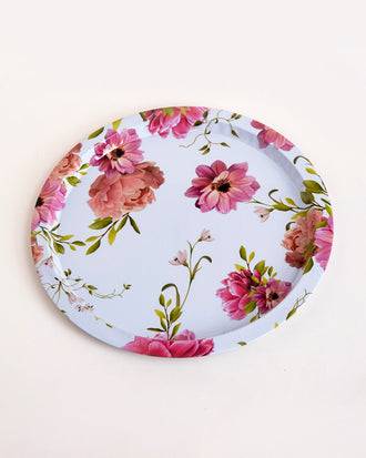 Blush Elegance Floral Serving Tray - Set Of-2