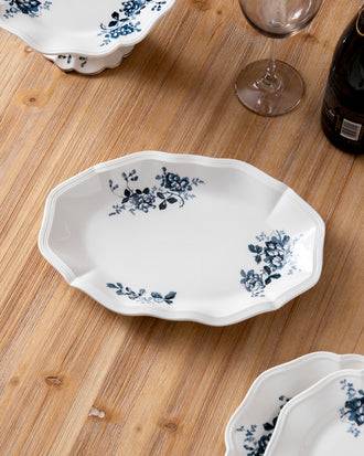 Blue Floral Scalloped Edge Platter