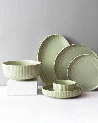 Glossy Straight Grain Platter - Milk Green