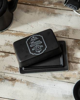 'Paris Maison De Famille' Butter Dish - Black