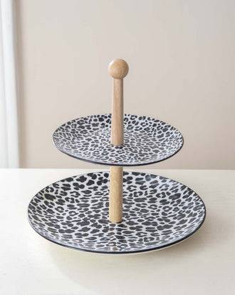 Wavy Leopard 2-Tier Cake Stand