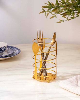 'Spoonful' Cutlery Stand - Gold