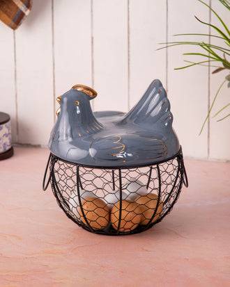 Rooster Egg Basket - Grey