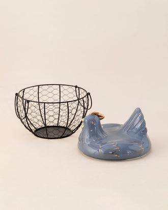 Rooster Egg Basket - Grey