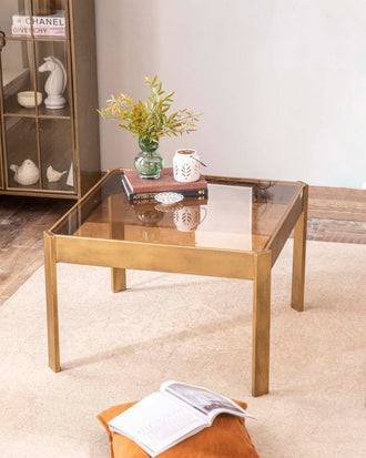 Golden Glass Top Coffee Table