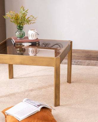 Golden Glass Top Coffee Table
