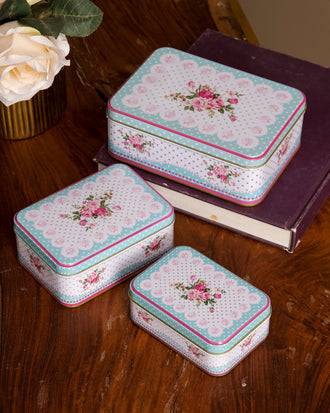 Delicate Rose Storage Canister - Set Of 3
