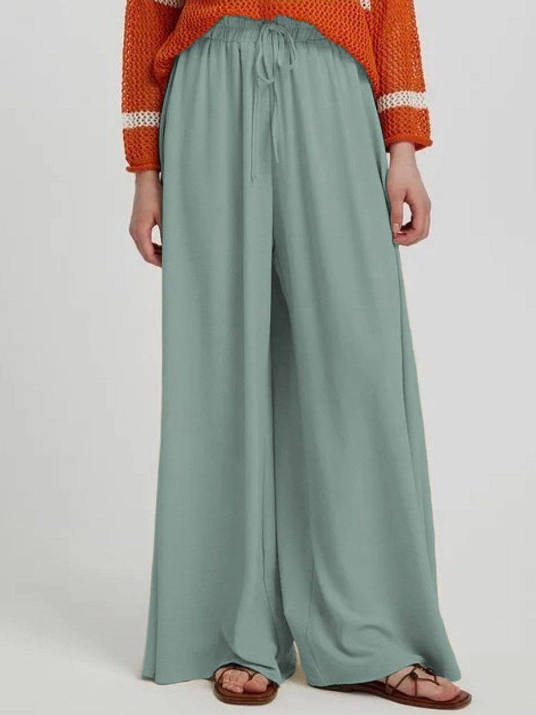 Kotty Women Relaxed Loose Fit High-Rise Wide Leg Trousers