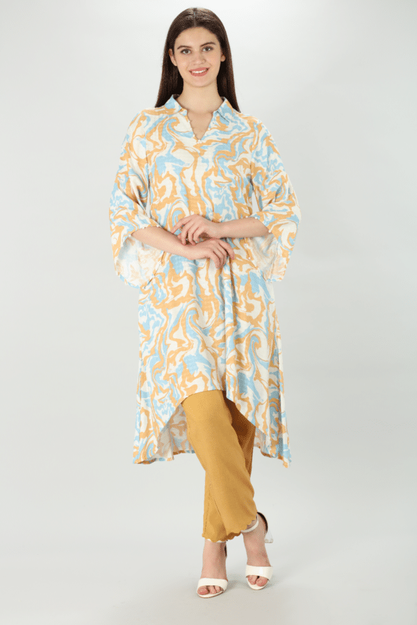 Abstract Peach Marble Kurti