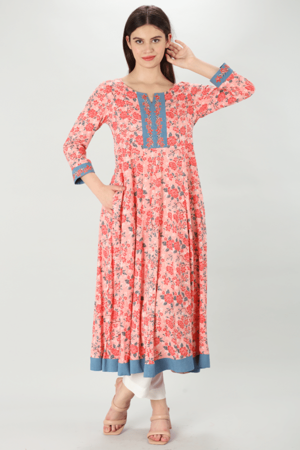 Pink Embroidered Kurti