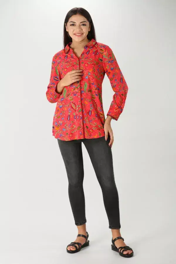 Ruby Red Printed Shirt