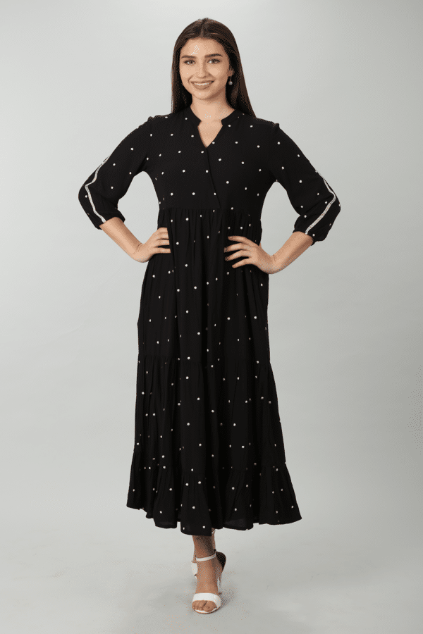 Black Polka Dot Rayon Dress