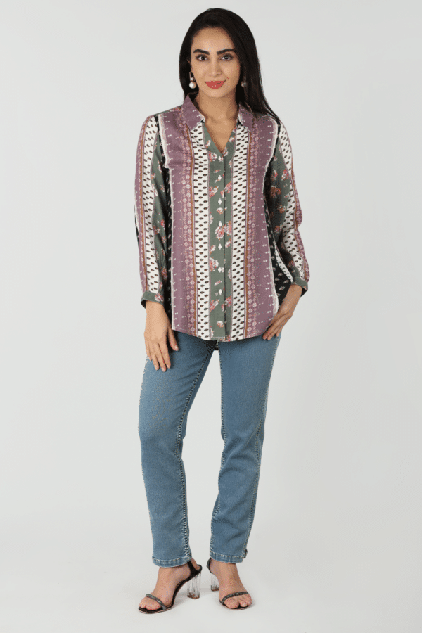 Mauve Collared printed Shirt