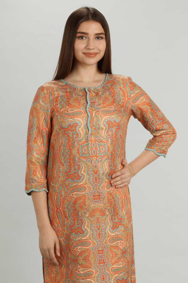 Orange Embroidered Pashmina Kurti