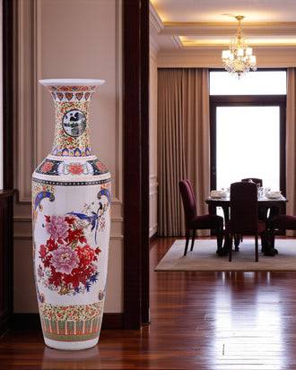 Regal Blossom & Songbird Tall Floor Vase - 125 cm