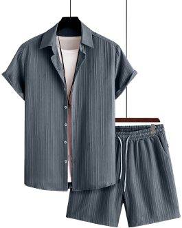 Free Style Downsizing Crease Fabric Gray Men Night Suit