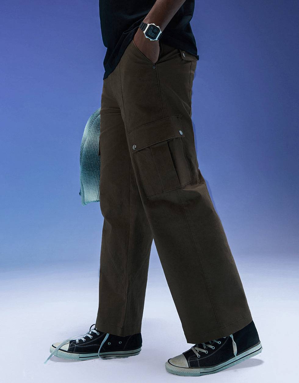 Dark Brown Flap Pocket Woven Exclusive Cargo Pant