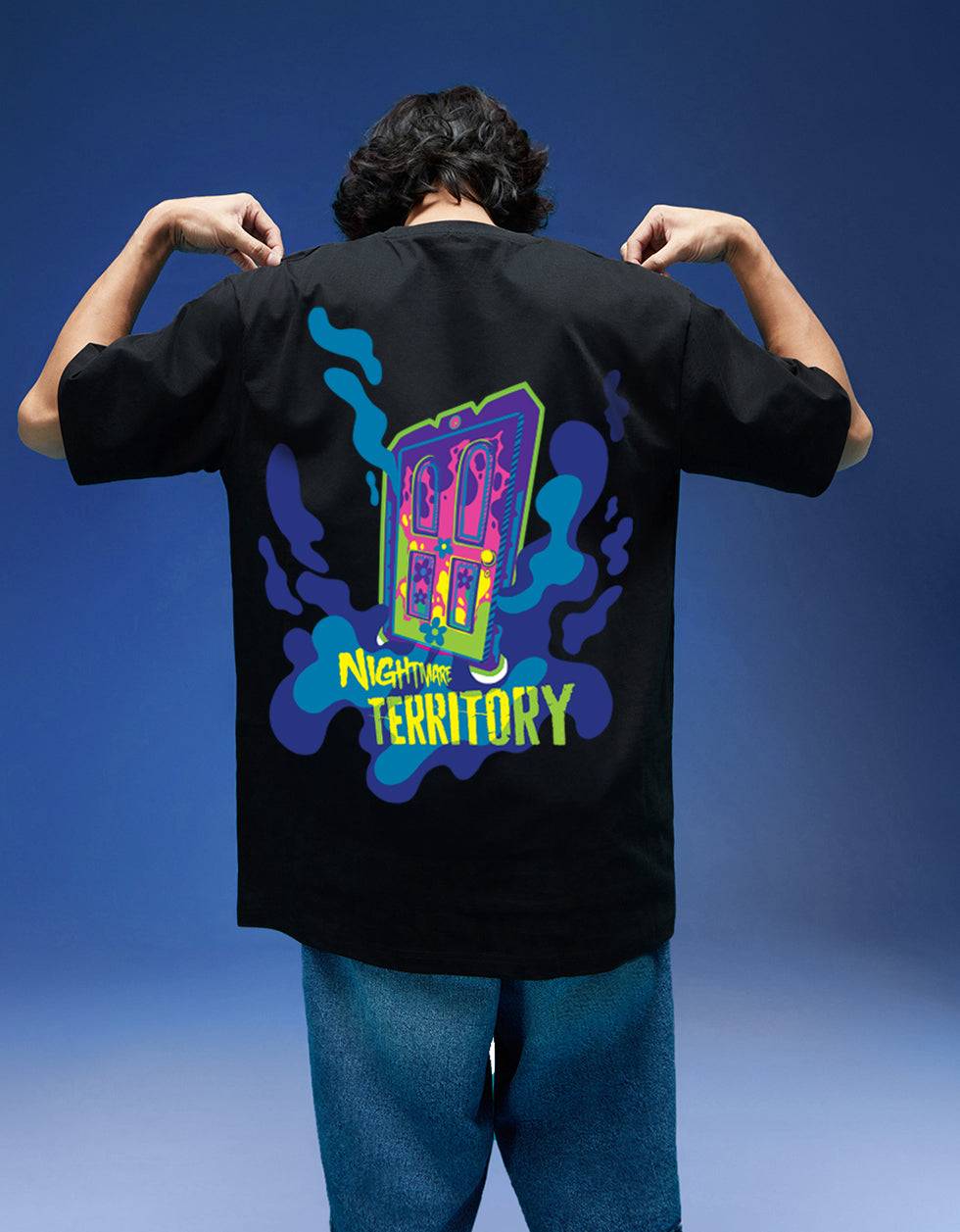 Disney Monsters Black Oversized Graphic Printed T-shirt