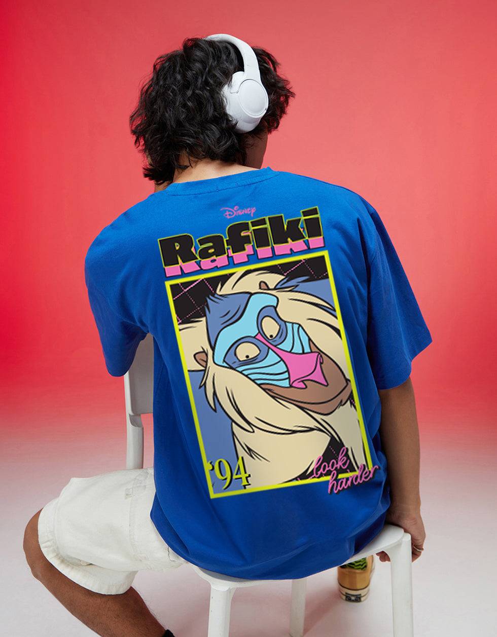 Disney Rafiki Royal Blue Oversized Graphic Printed T-shirt