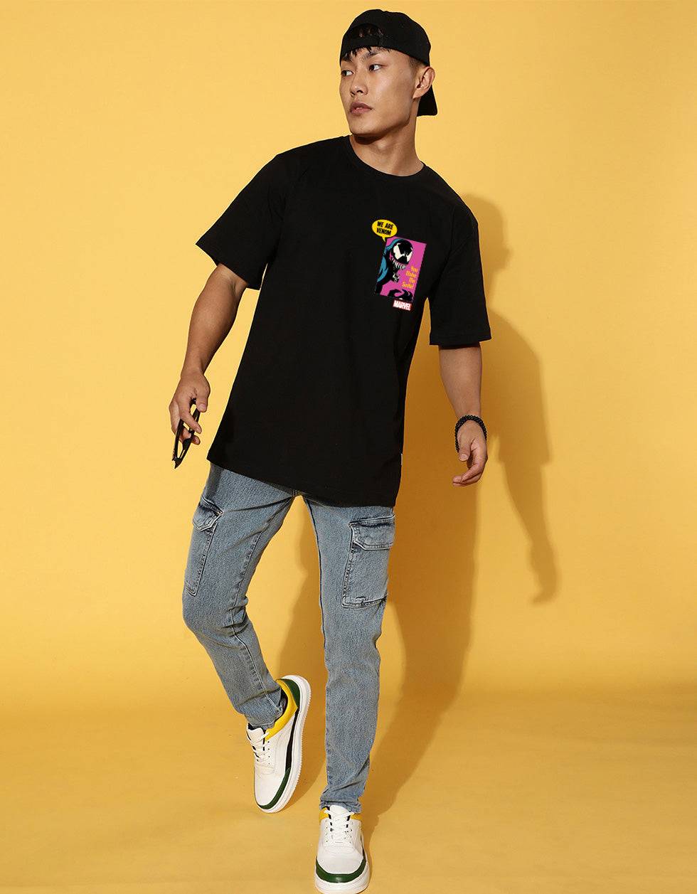We Are Venom Marvel Black Oversized Graphic Printed T-shirt