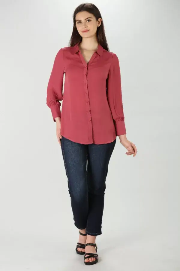 Raspberry Satin Shirt