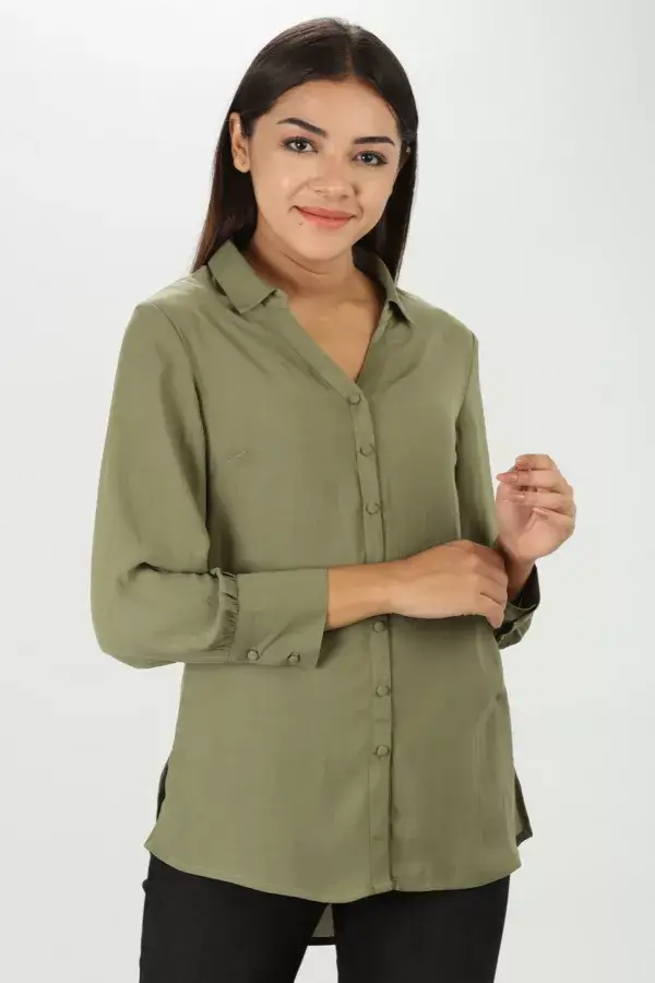 Luxe Green Satin Shirt
