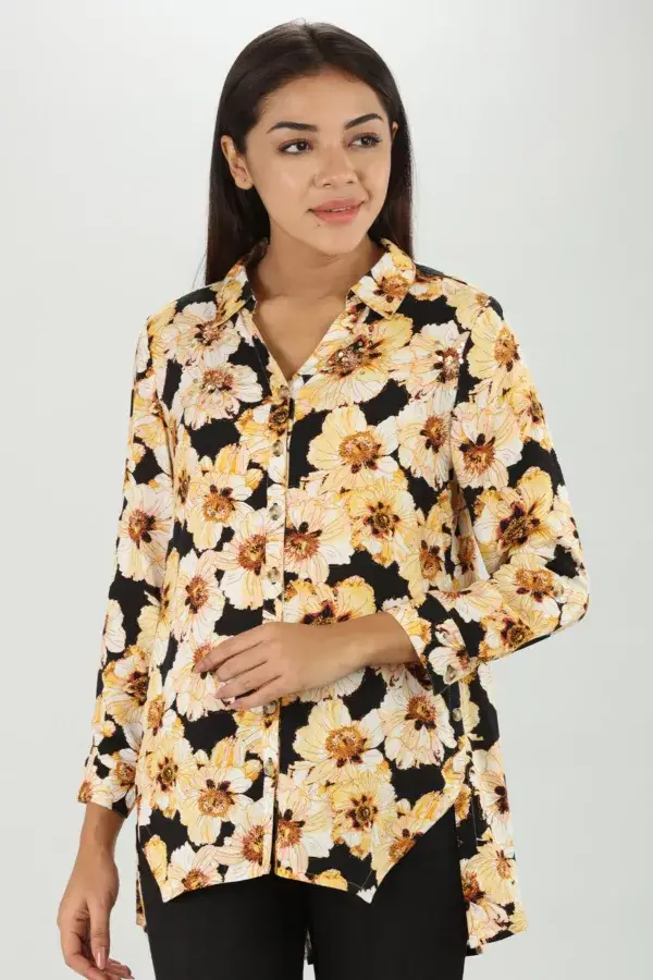 Yellow Floral Printed Shirt
