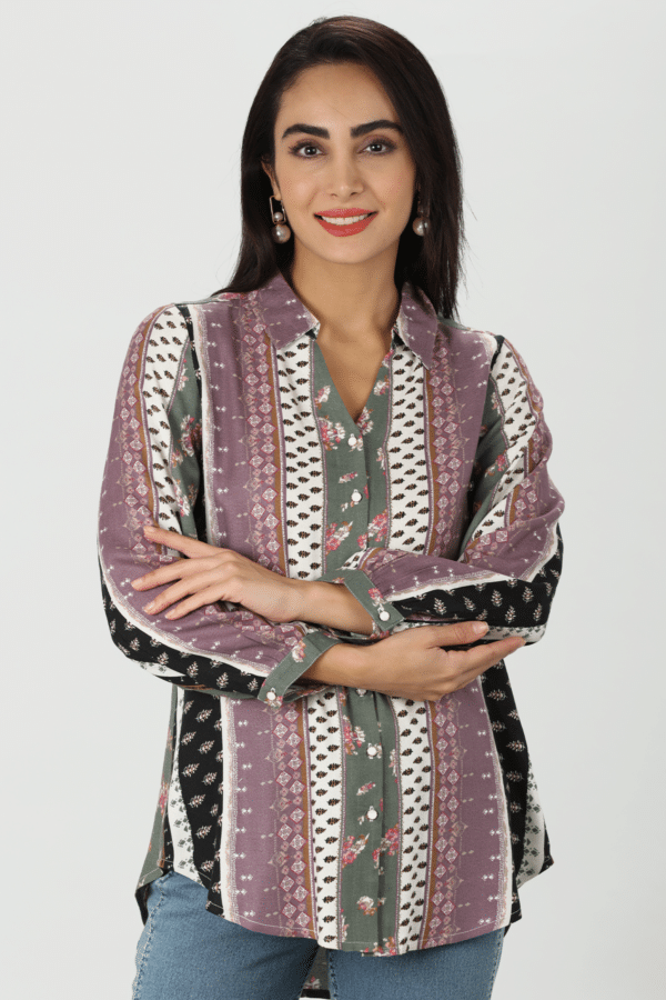 Mauve Collared printed Shirt
