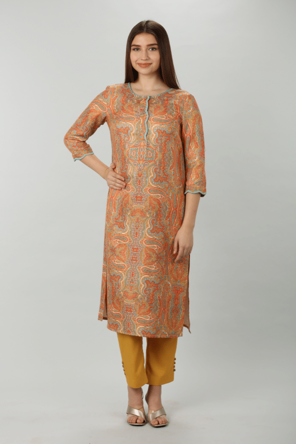 Orange Embroidered Pashmina Kurti