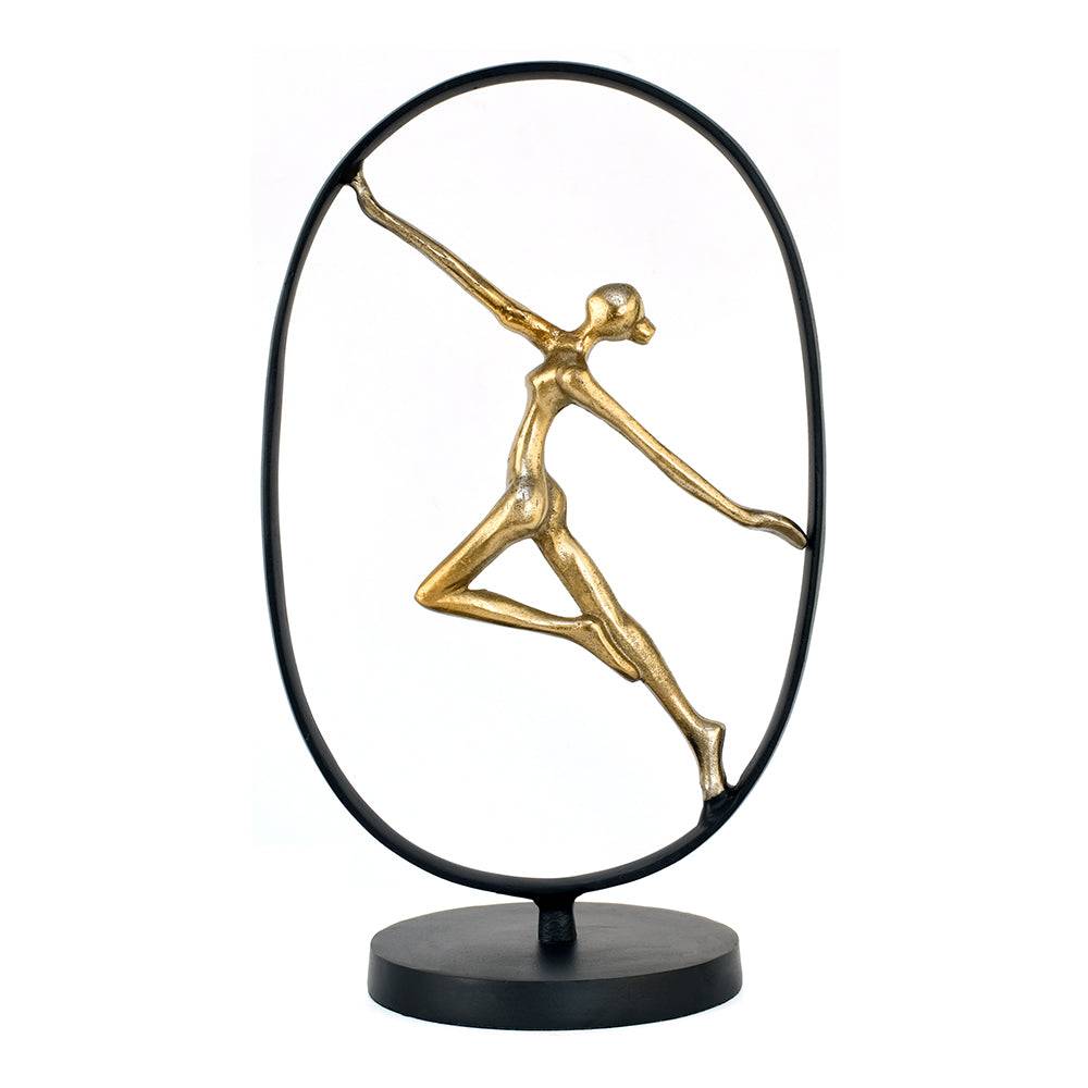 Dancing Lady Decorative Metal Showpiece- Black & Gold