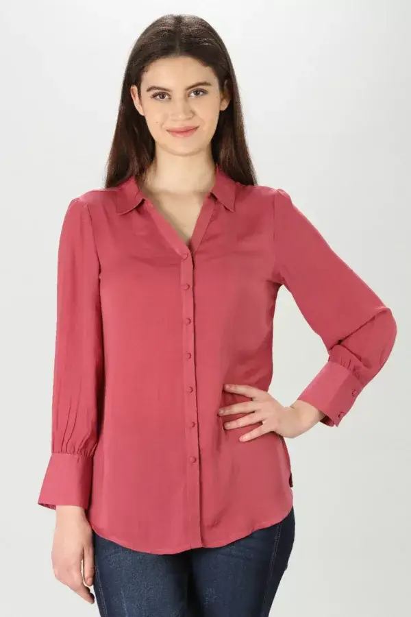 Raspberry Satin Shirt