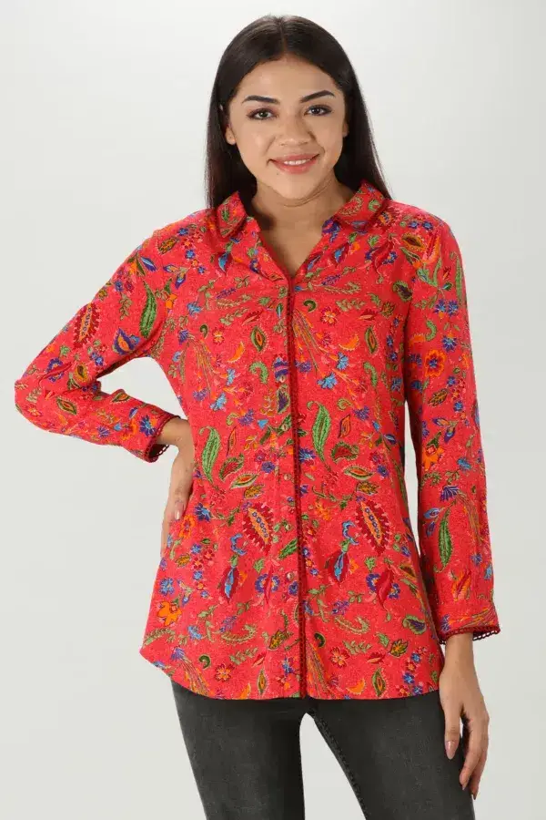 Ruby Red Printed Shirt