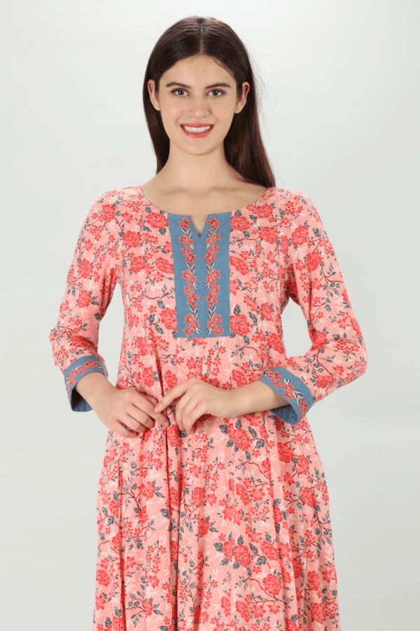 Pink Embroidered Kurti