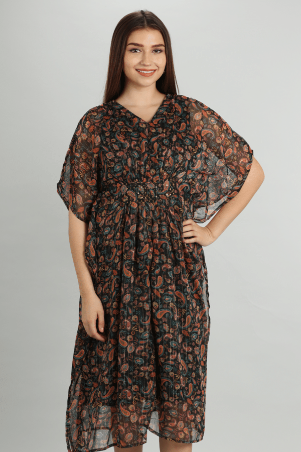 Brown Printed Kaftan