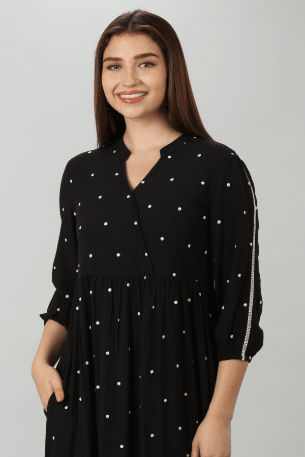 Black Polka Dot Rayon Dress