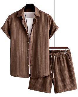 Free Style Downsizing Crease Fabric Brown Men Night Suit