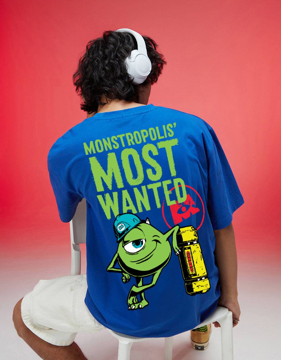 Most Wanted Royal Blue Oversized Printed T-shirt
