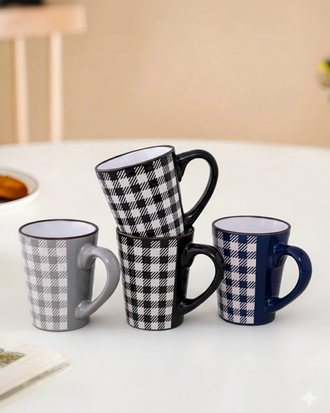Plaid Charm Ceramic Coffee Mug - Set Of 4