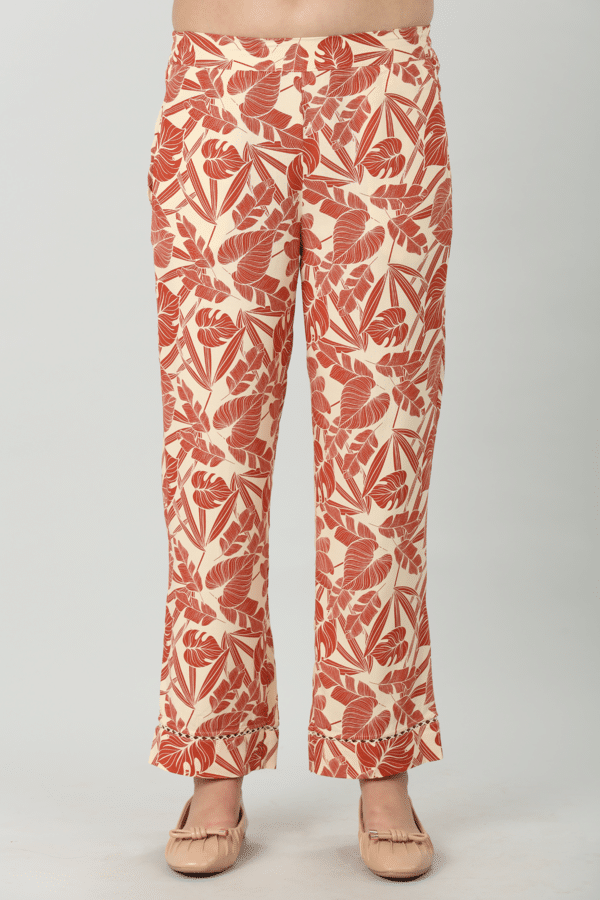 Orange Print Rayon Co-Ord Pant