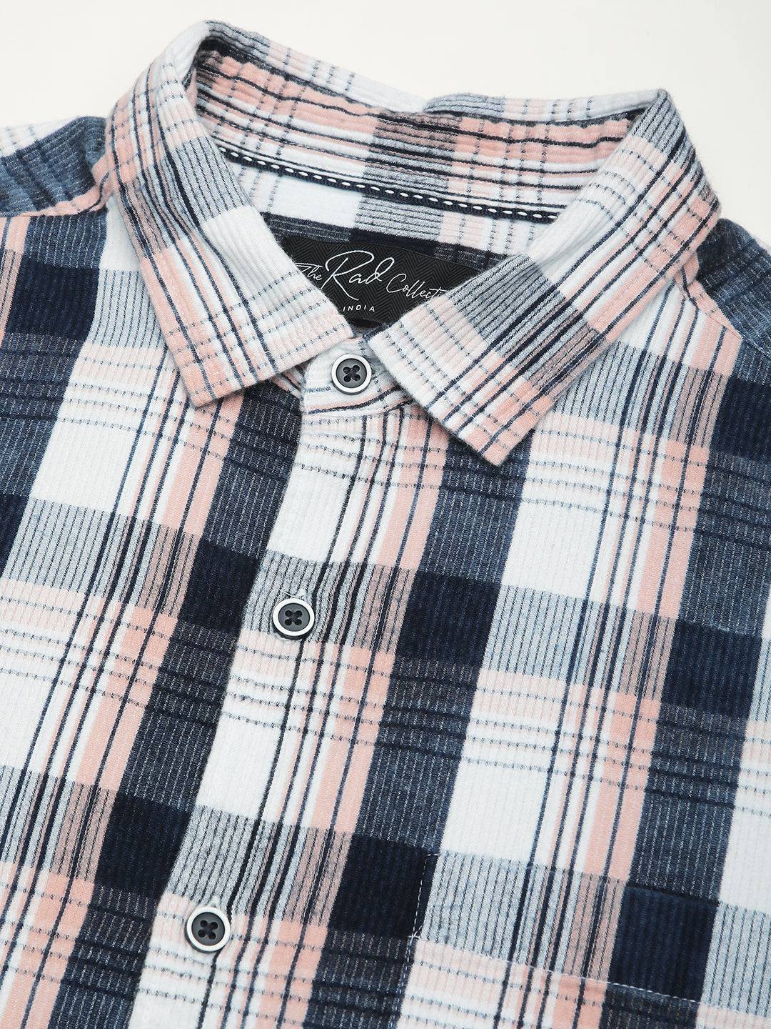 Denim Peach & Navy Plaid Checks Shirt Buy only at ₹759