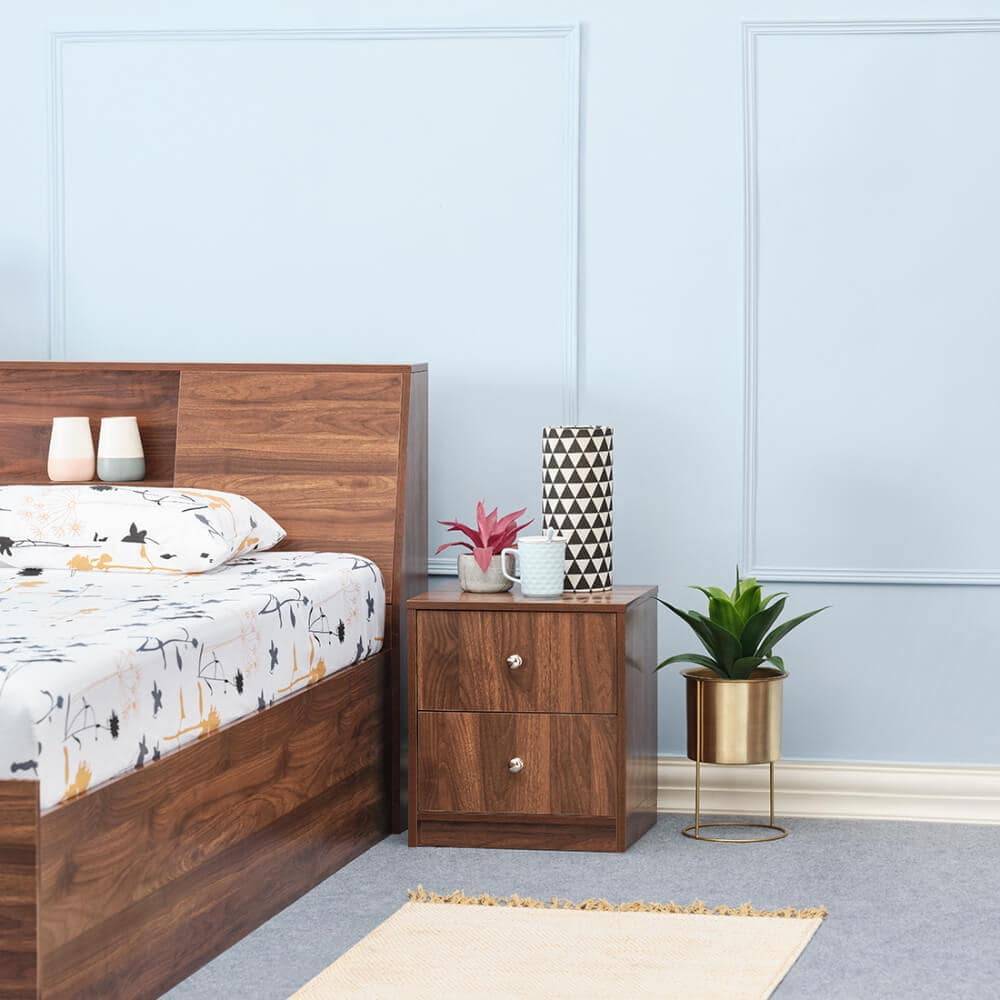 Elara Double Drawer Bedside Table