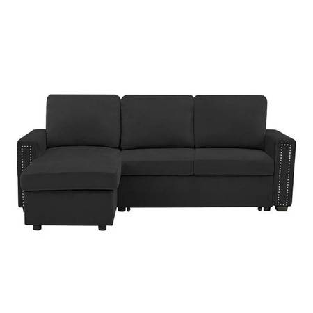 Noah Solid Wood Sofa cum Bed in Black