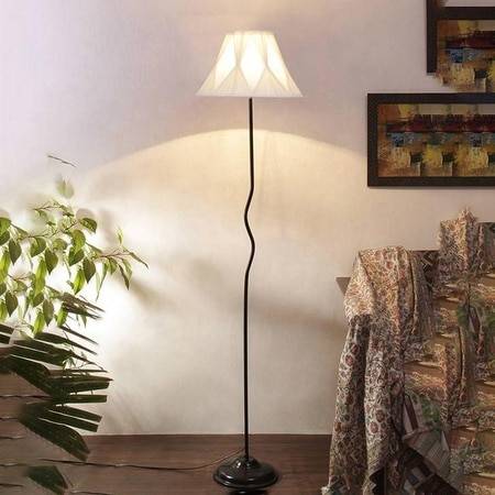 Tallulah Off-White Cotton shade with Iron floor lamp