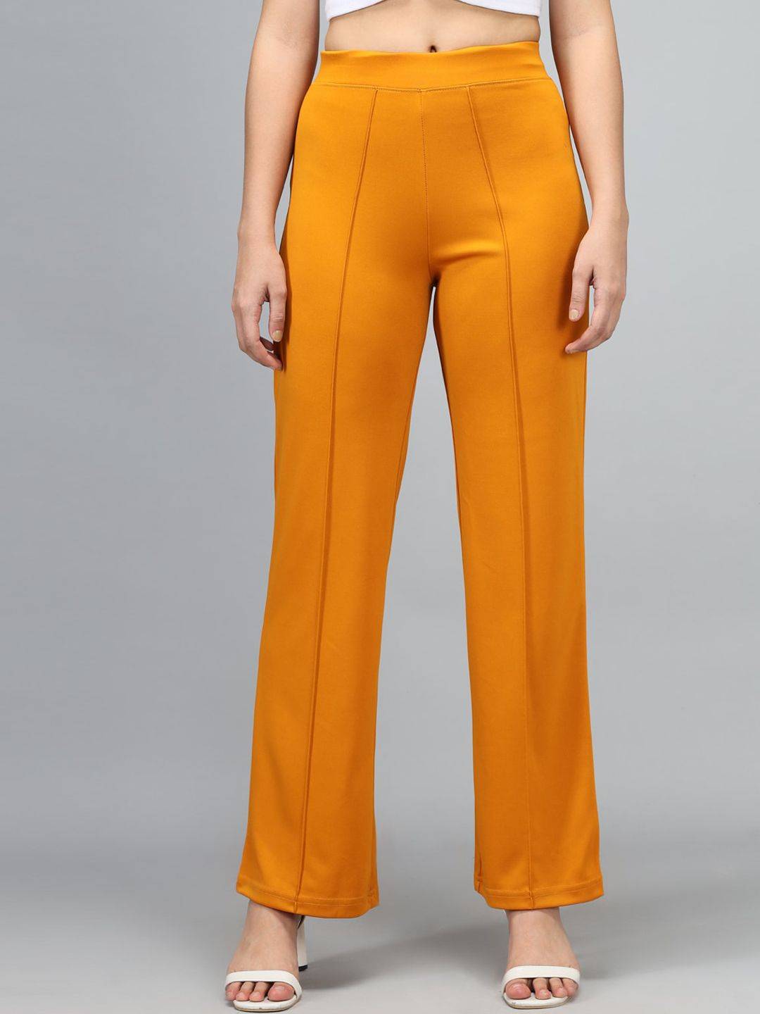 Kotty Women Yellow High-Rise Parallel Trousers
