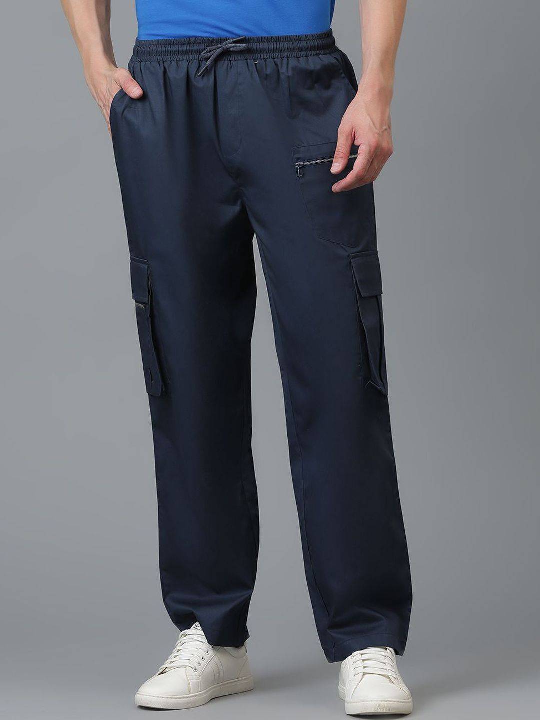 Kotty Men Relaxed Low-Rise Easy Wash Cargos Trousers