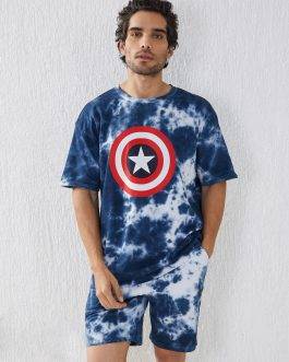 Men’s Oversize Cotton Tie Dye Blue Co-Ord Set